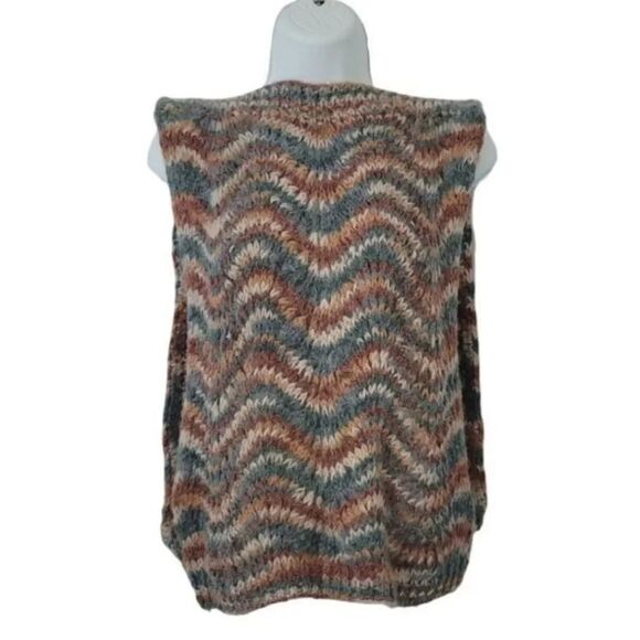 Vintage Handmade Crochet Knit Boatneck Open Side Sweater Vest Size Small - Picture 2 of 6